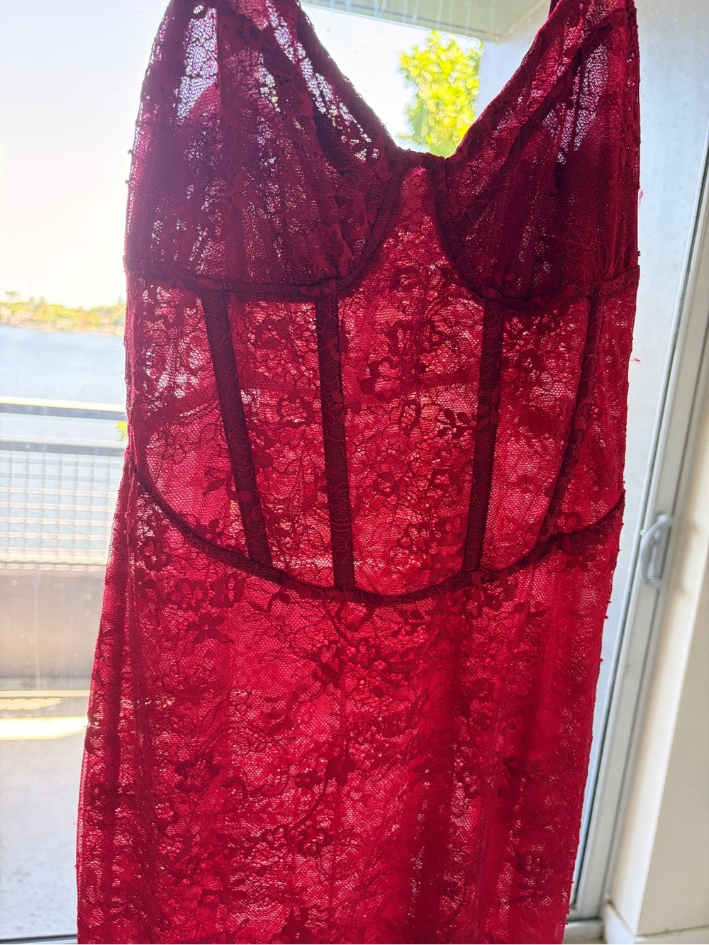 Peppermayo Red Lace Maxi Dress - Picture 8 of 11